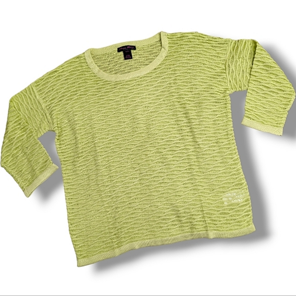 Elena Wang bright green knit top XL